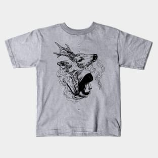 Girl And Deer Kids T-Shirt